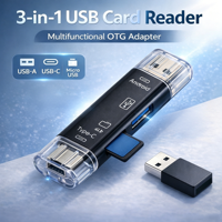 Adaptador OTG Multifuncional USB 2.0 de Alta Velocidad, Lector de Tarjetas Micro USB/USB/Tipo-C Externo, Compatible con Tarjetas TF, Transferencia de Datos USB JAYA