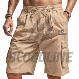 Pantalones Cortos Cargo Blancos para Hombre Bloodline, Cintura Media, Cordón Ajustable, Secado Rápido, Logotipo Frontal Impreso, Estilo Casual Bermuda - Product Image 5