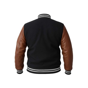 Chaqueta de cuero personalizada tipo bomber, premium, con cremallera, para motociclista, con cuello y puños acanalados, estilo urbano, OEM, marca privada, venta al por mayor - Product Image 3