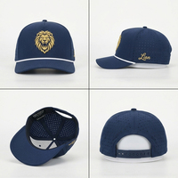 Gorra de Béisbol Deportiva de 5 Paneles con Diseño Personalizado al por Mayor, Gorra de Poliéster con Logotipo Bordado OEM, Gorras con Orificios Cortados con Láser