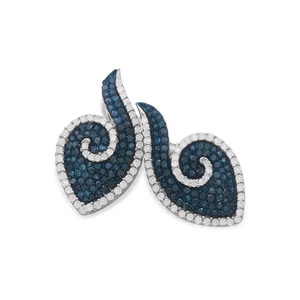 Pendientes de Diamantes Blancos y Azules de 1.45 Quilates, Plata de Ley 925, Corte Redondo, Diamantes Naturales para Mujer - Product Image 1