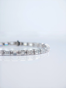Classic look emerald Cut Moissanite Tennis <b>Bracelet</b> 925 <b>Silver</b> Channel Setting Women's Luxury Everyday Wear - Product Image 5
