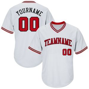 Camiseta de Béisbol Personalizada con Cuello en V Blanca para Hombre, Manga Corta, Nombre del Equipo 00, Ropa Deportiva de Poliéster que Absorbe la Humedad - Product Image 2