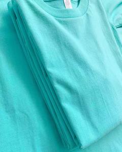 <b>Men's</b> <b>Turquoise</b> Short Sleeve O-Neck T-<b>Shirt</b> 100% Cotton Knitted Oversized Fit Streetwear Anti-Wrinkle Casual Solid Color Front - Product Image 1