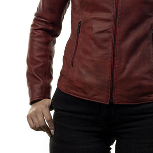 Women Genuine Leather Raw Zipper <b>Racer</b> <b>Jacket</b> <b>Cropped</b> Blazer Vintage Eco-Friendly Coat Outerwear Regular Fit - Product Image 6