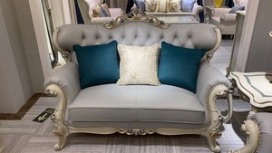 Elegant French Classic <b>Sofa</b> Set with Hand Carved Teak <b>Wood</b> <b>Frame</b> Luxury Living Room Furniture for Villa and Hotel - Product Image 4