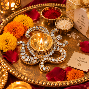 Diya de latón con espejo para decoración de Diwali, Pooja y templos |   Elegante Lámpara de Aceite Decorativa para Decoración Festiva del Hogar - Product Image 4