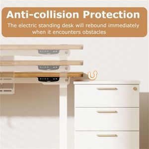 Walnut Desktop White Frame 55\" <b>Electric</b> Standing <b>Desk</b> with Dual Motors 3 Memory Settings Sit Stand <b>Desk</b> for Home Office - Product Image 5