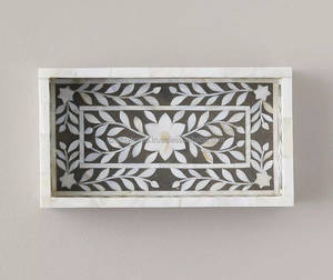 Latest Design Wood Resin Storage <b>Tray</b> High Quality Handcrafted Natural Bone Inlay Home Rectangular Food Storage <b>Tray</b> - Product Image 2