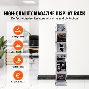 Expositor de Revistas Plegable de Doble Cara con 6 Bolsillos, Soporte para Folletos Pop-Up con Porta Catálogos - Product Image 6