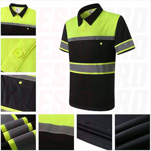 Chemises polo pour hommes hautement réfléchissantes, vêtements de travail haute visibilité, bandes réfléchissantes, tissu respirant, poches utilitaires à enfiler, sécurité - Product Image 4