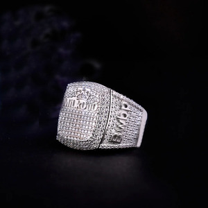 Custom Iced <b>Initial</b> Letter Moissanite Champion Hip Hop Bling <b>Ring</b> for Men's- Birthday Anniversary Gift in 925 Sterling Silver - Product Image 4