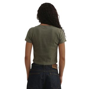 Camiseta Corta para Mujer en Color Verde Oliva, Algodón Suave, Corte Ajustado, Manga Corta, Estilo Casual, Básica - Product Image 2