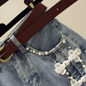 Falda midi de corte A, falda ajustada con abertura y cuentas de cintura alta para primavera y verano. - Product Image 5