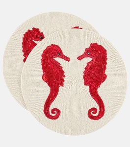 Les-Ottomans Seahorse Beaded Placemat Pinwheel Bliss Placemat Design Placemat by Saro Lifestyle Shamrock Coquette Bow - Product Image 1