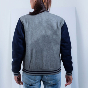 OEM 100% Wool Sheep Skin <b>Women's</b> Varsity Quilted Jacket Long Sleeve 2 Tone Winter Casual Wear Custom Embroidered Logo Breathable - Product Image 5