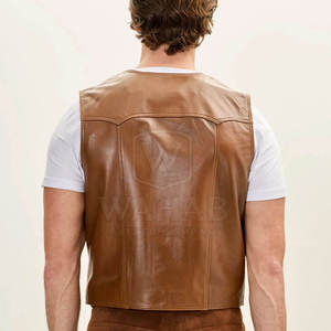 Chaleco de Cuero Casual para Hombre, para Aventuras al Aire Libre de Verano, Construcción Ligera y Duradera, Diseño Transpirable, Prenda Exterior Corta - Product Image 4