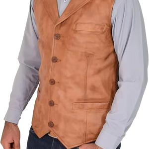 Gilet en cuir pour homme de haute qualité, mode hiver, avec logo, respirant, fabriqué au Pakistan, prix de gros - Product Image 1