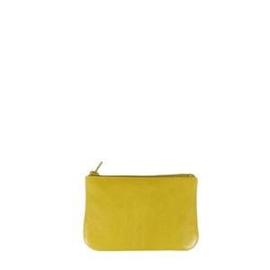Monedero Vintage de estilo bohemio Premium hecho a mano de cuero de grano completo amarillo vegetal diseño superior con cremallera proveedor indio - Product Image 1