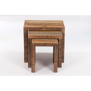 Rustic Reclaimed Wood Nesting <b>Stools</b> Stackable Modern Home Furniture for Living Room Ottoman and <b>Stool</b> Set - Product Image 2
