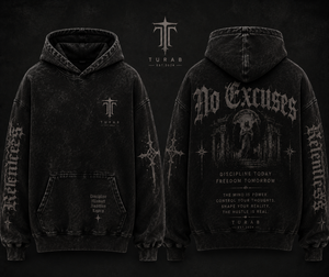 TURAB <b>Gothic</b> <b>Hoodie</b> Black 100% Cotton Fleece 330g Oversized Fit Silk Screen Printed Unisex Eco-Friendly Winter Pocket - Product Image 1