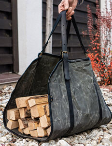 Sac de transport en cuir pour bûches de bois de chauffage, sac fourre-tout en cuir avec poignée pour camping, format OEM - Product Image 3
