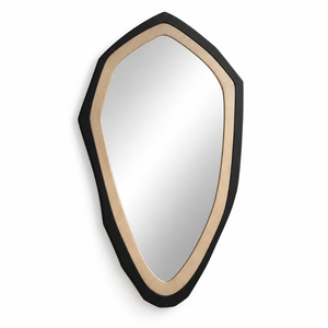 Espejo de Pared con Borde Esculpido en Negro y Dorado, Moderno y Asimétrico, Decorativo para Sala de Estar, Dormitorio, Entrada, Decoración de Lujo para el Hogar - Product Image 1