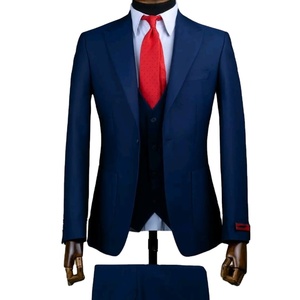2024 élégant Gentleman costume d'affaires de haute qualité hommes costume de mariage solide coupe ajustée grande taille 3 pièces col en v respirant - Product Image 1