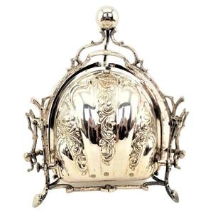 Silver Plated Folding Biscuit Box Fenton Brothers Engraved <b>Collapsing</b> Biscuit Barrel Holder Stand Airtight Dishwasher Safe Large - Product Image 6