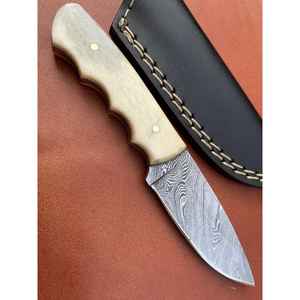 มีดทำมือดามัสกัสแบบสั่งทำพิเศษ พร้อมปลอกหนัง ด้ามจับมีดสำหรับล่าสัตว์กลางแจ้ง - Product Image 2