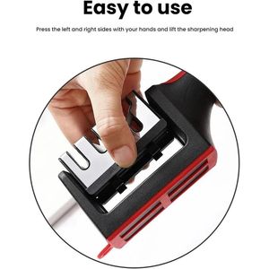 Affilacoltelli Professionale 4-in-1 con Slot in Acciaio al Tungsteno e Ceramica Nero/Rosso per Affilare Forbici - Product Image 2