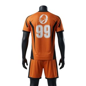 Men Orange Black Sublimated Handball Uniform <b>Set</b> Polyester Jersey Shorts Team Wear Training Match Sports Apparel - Product Image 2