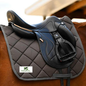 Tapis de selle pour chevaux de haute qualité, en tissu de coton marron, excellente qualité, pour l'équitation et le dressage. - Product Image 4