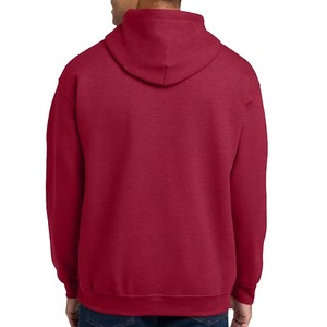 Sweat-shirt à capuche en molleton uni pour homme, coupe classique, décontracté, pour l'automne, 100% coton tricoté, manches longues, rouge - Product Image 1
