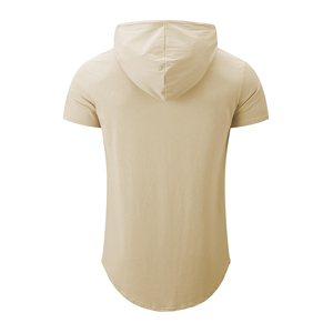 T-shirt à capuche personnalisé à manches courtes avec ourlet incurvé pour homme – Respirant, décontracté, streetwear - Product Image 2