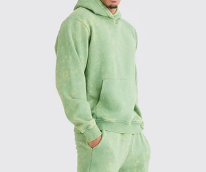 Conjunto Deportivo Informal de Dos Piezas para Hombre, Sudadera con Capucha Lavada de Estilo Vintage y Pantalones de Pierna Recta - Product Image 6