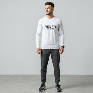 Camiseta de Manga Larga de Alta Calidad para Hombre, 100% Algodón, Lisa, Negra, Ropa de Moda, Transpirable, Cuello Redondo - Product Image 1