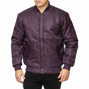 Blouson bomber violet pour homme, col montant, fermeture éclair, style décontracté, coupe classique, matière polyester, idéal pour l'automne - Product Image 5