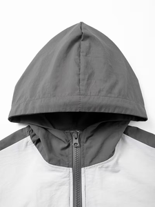 Two-Piece Solid Sports Outfits Featuring Hooded Long-Sleeve Zip-Up Jacket Jogger Pants Polyester/Cotton Anti-Wrinkle Complete - Product Image 4