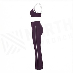 Conjunto de Yoga de 2 Piezas North Approach con Tirantes Cruzados, Pantalones de Cintura Alta hasta la Pantorrilla, Transpirables y sin Costuras - Product Image 3