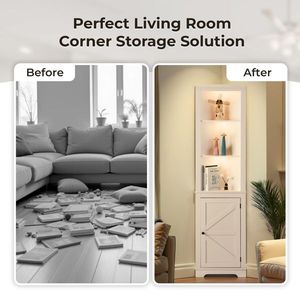 Mueble de Salón FCH 46*30*180cm con Panel Triamínico en Forma de L, 3 Niveles, Puerta Frontal Curva, Patas Dobles en Forma de Z - Product Image 6