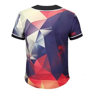 เสื้อเบสบอลแขนสั้นพิมพ์ลายแบบรีดร้อนตามสั่ง ระบายอากาศได้ดี ไซส์พลัส ชุดทีม OEM ชุดกีฬา ผลิตจากโรงงาน - Product Image 3