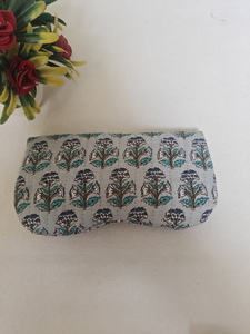 Blue Floral Quilted <b>Sunglasses</b> <b>Case</b> Soft Irregular Shape Fashionable Eyewear Pouch for Women 3-5.9in - Product Image 3