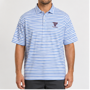 Trackstar Men's Royal <b>Blue</b> White Striped <b>Polo</b> <b>Shirt</b> Short Sleeve Button Collar Casual Golf <b>Shirt</b> Custom Logo - Product Image 1