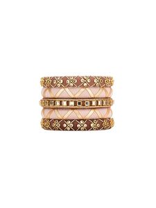 Gold Plated Handmade Kundan Thread Bangle Set With CZ Zircon Geometric Pattern Women's Classic Wedding Jewelry Fashion Bangle - Product Image 2