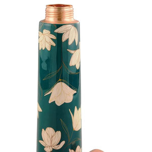 Copper Water <b>Bottle</b> Floral Design Portable Travel <b>Thermos</b> With Lid - Product Image 1