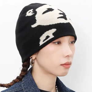 Black White Abstract Face Beanie Hat Knit <b>Winter</b> <b>Cap</b> Streetwear Skull <b>Cap</b> Skullcap Women Beanie With Rhinestones for Kids Plain - Product Image 6