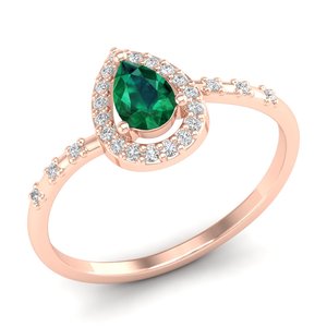 Anillos de compromiso de plata de ley 925 con moissanita para mujer, corte pera, 0.5 ct, con gema esmeralda, precio de fábrica REYES al por mayor - Product Image 2