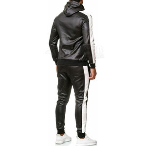 Wholesale Rate Fashion Button Up Collar PU Leather Jacket & Pants Two Piece Set <b>Vintage</b> Retro Bomber Outfits Leather <b>Tracksuit</b> - Product Image 3