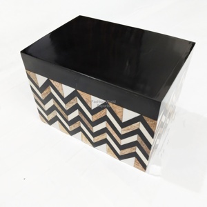 Caja de Almacenamiento Contemporánea con Incrustaciones de Resina en Zigzag, Caja Decorativa de Madera Hecha a Mano con Patrón para Joyería, Accesorios de Escritorio y Café - Product Image 2
